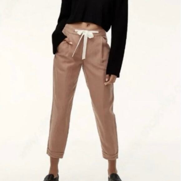 WILFRED ARITZIA Women's 8 Allant Linen Pants Cropped Waist Tie Moroccan Spice - Picture 16 of 16